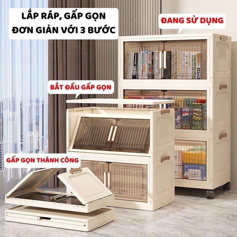 [TỦ NHỎ 40CM-50CM] Tủ Nhựa Gấp Gọn Enoda Home 2 Cánh, Có Chốt An Toàn Xếp Chồng Tiện Lợi TUN040