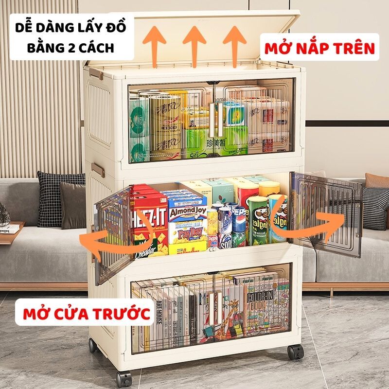 [TỦ NHỎ 40CM-50CM] Tủ Nhựa Gấp Gọn Enoda Home 2 Cánh, Có Chốt An Toàn Xếp Chồng Tiện Lợi TUN040