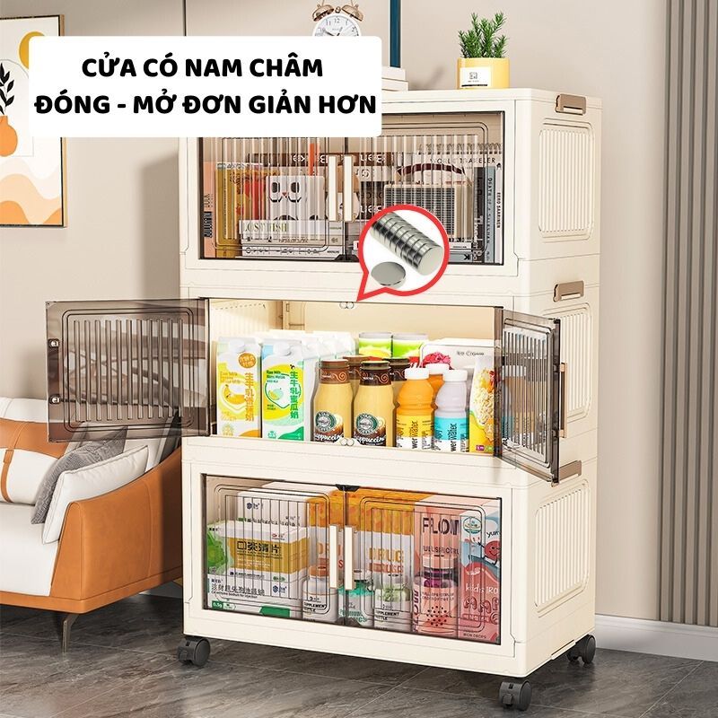 [TỦ NHỎ 40CM-50CM] Tủ Nhựa Gấp Gọn Enoda Home 2 Cánh, Có Chốt An Toàn Xếp Chồng Tiện Lợi TUN040