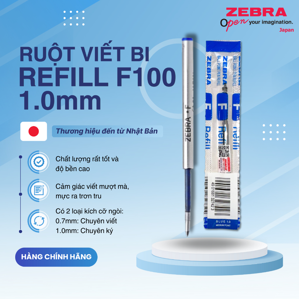 Ảnh Ruột viết F100 1.0mm cho F301 / F301V / F301 Compact / F701 / BA115 - Zebra Nhật Bản [Chính hãng] 1