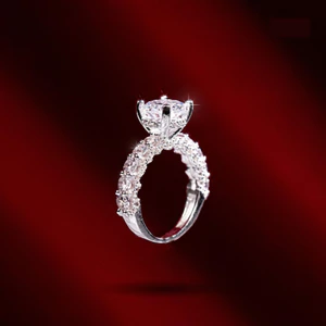 KL0064 Nhẫn Bạc Nữ Gloria Đai Nửa Đá 2.5ly Chấu Kết Tấm 1.5ly Đá Chủ Round Cut 8.0ly by Kylan Silver
