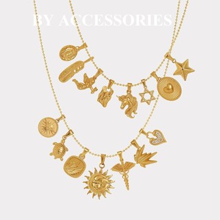 Mặt dây chuyền titan nam nữ unisex nhiều kiểu mạ vàng không gỉ 03 BY ACCESSORIES