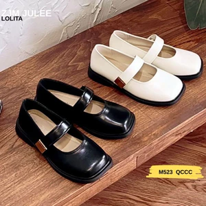 Giày mary jane nữ đế bệt phom xinh M523 bản QCCC full hộp - Giày búp bê nữ khuy vuông cao cấp