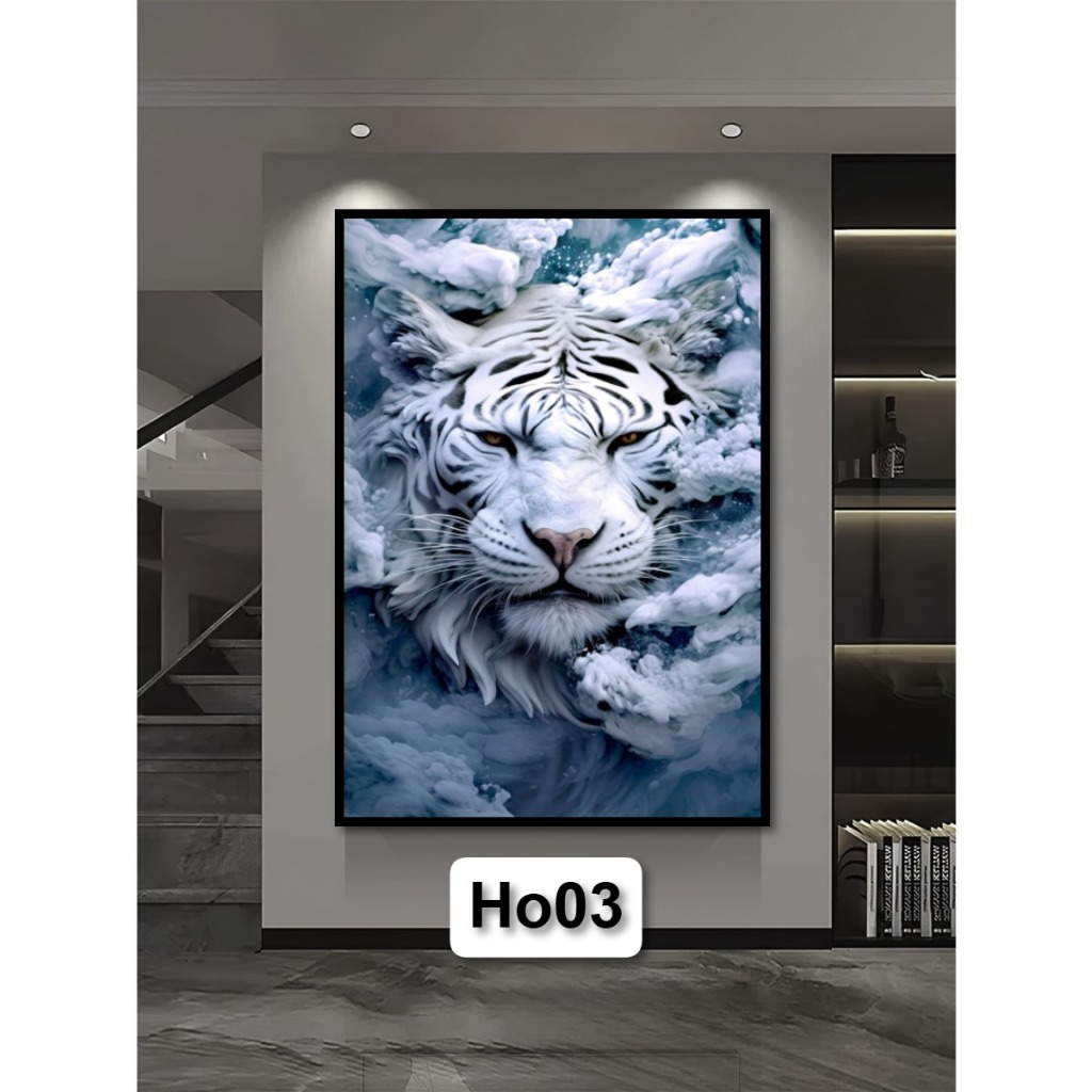 Tranh Gỗ Tráng Gương Có Khung Mãnh Hổ Decor Nhà Không Gian Làm Việc