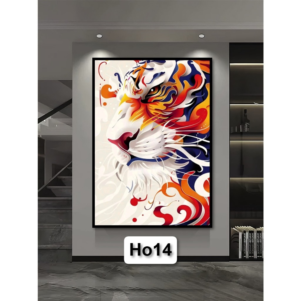 Tranh Gỗ Tráng Gương Có Khung Mãnh Hổ Decor Nhà Không Gian Làm Việc