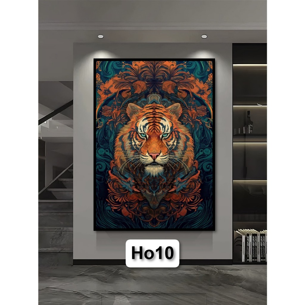 Tranh Gỗ Tráng Gương Có Khung Mãnh Hổ Decor Nhà Không Gian Làm Việc