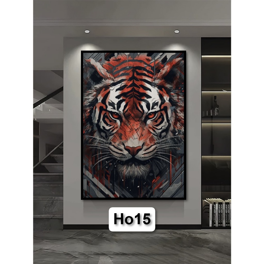 Tranh Gỗ Tráng Gương Có Khung Mãnh Hổ Decor Nhà Không Gian Làm Việc