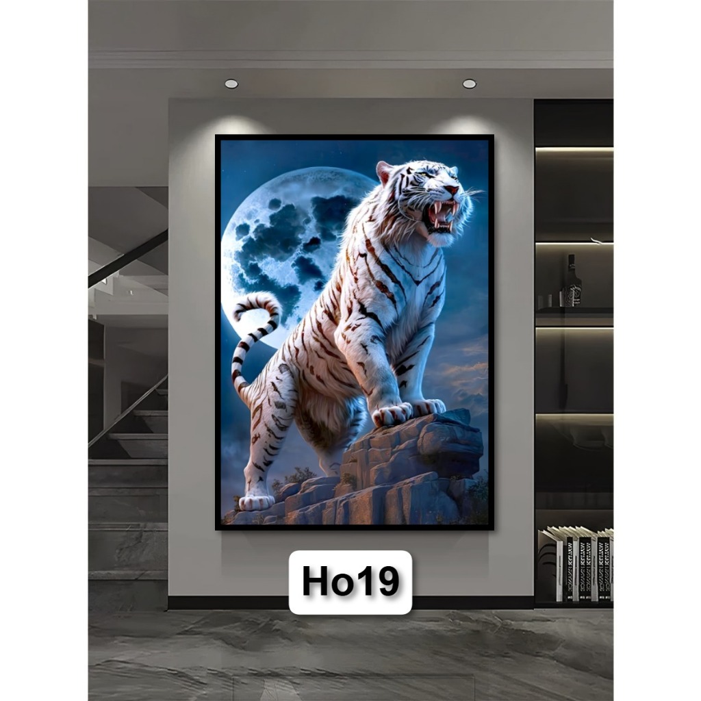Tranh Gỗ Tráng Gương Có Khung Mãnh Hổ Decor Nhà Không Gian Làm Việc