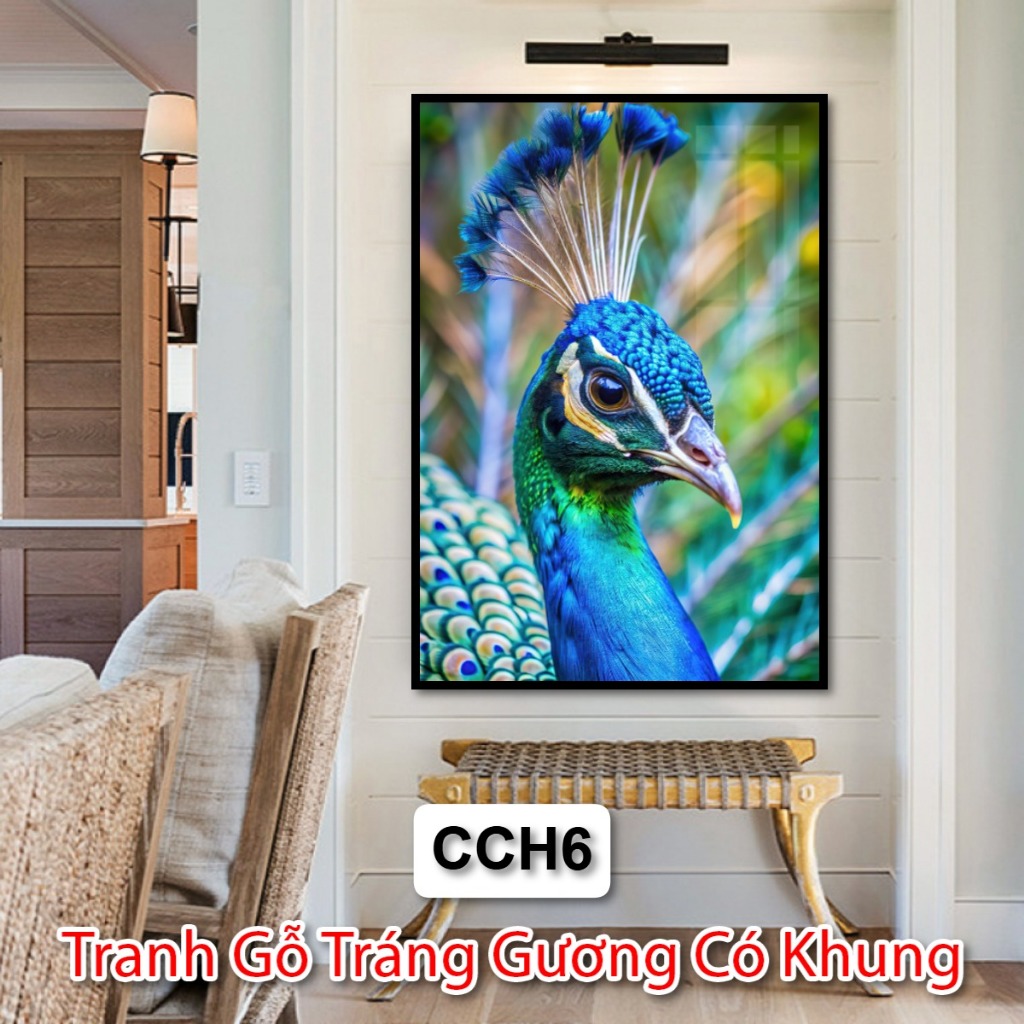 Tranh Con Công 4k Tráng Gương Treo Tường Siêu Nét - Tránh Gỗ Tráng Gương Trang Trí Phòng Khách