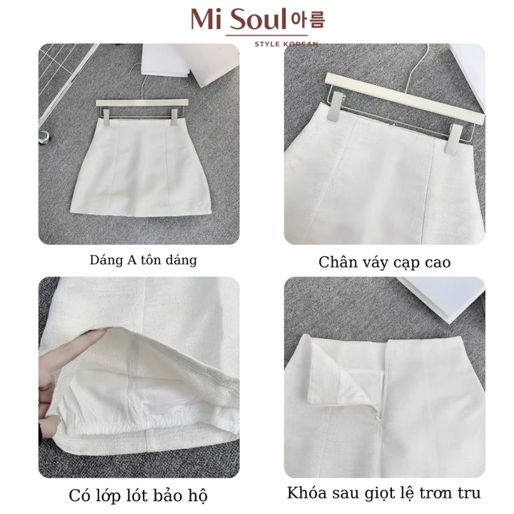 Chân Váy Tafta Xước MiSoul BigSize Dáng Chữ A Cạp Cao Khóa Kéo Giọt Lệ, Chân Váy Con Ong BigSize 252