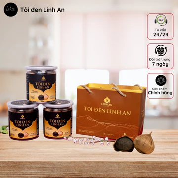 [Set quà] Tỏi đen cao cấp nguyên vỏ Linh An - Tỏi đen cô đơn - combo 3 hộp 210g