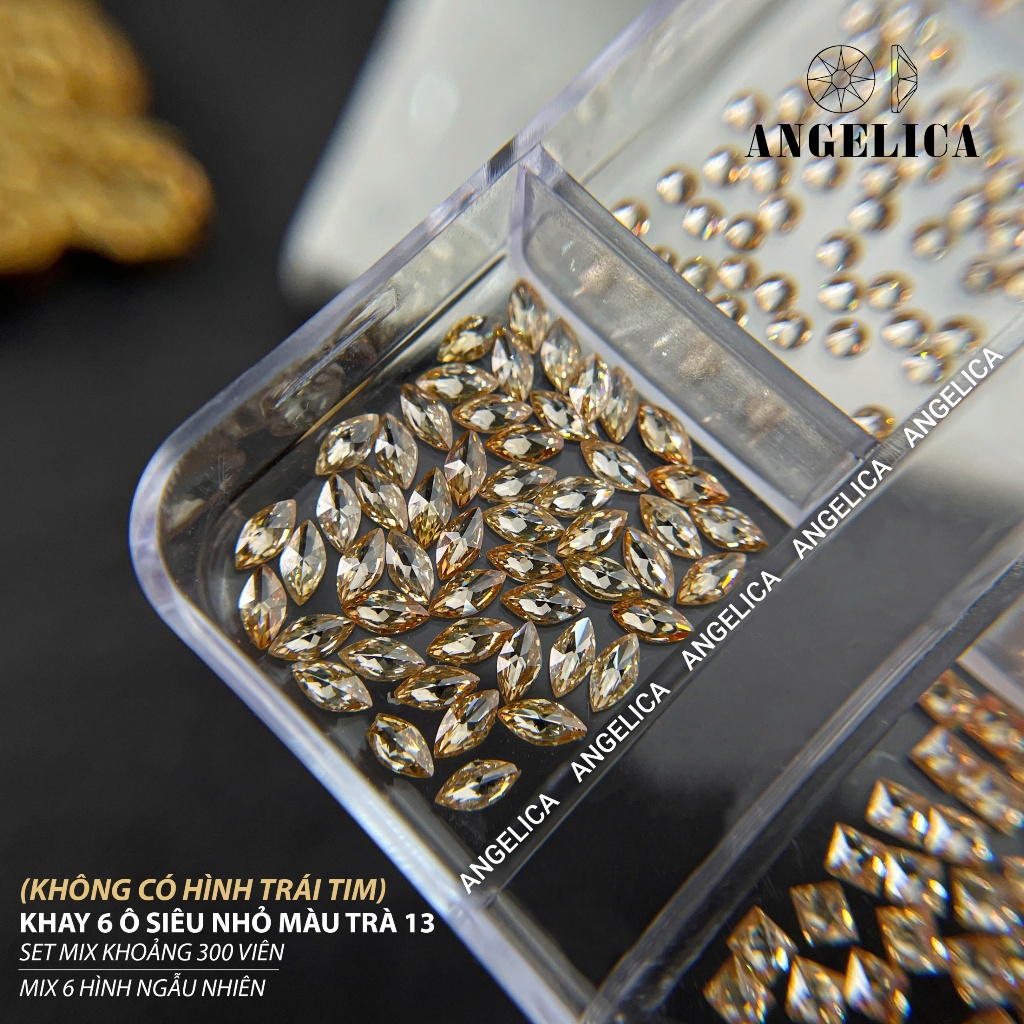 Khay đá khối chân bằng super mini siêu nhỏ đính nails chân vàng trang trí móng khoảng 300 viên ANGELICA SMINI