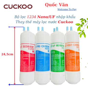 Combo 4 lõi Cuckoo UF/NANO Lùn - nhập khẩu KOREA Thay thế cho máy lọc nước Cuckoo - Cao 24,5cm