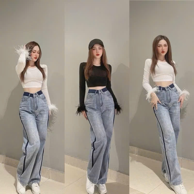 ÁO THUN CỔ TRÒN TAY PHỐI LÔNG - Áo kiểu nữ dáng croptop ngắn ôm fix body trơn basic có tay lông làm điểm nhấn