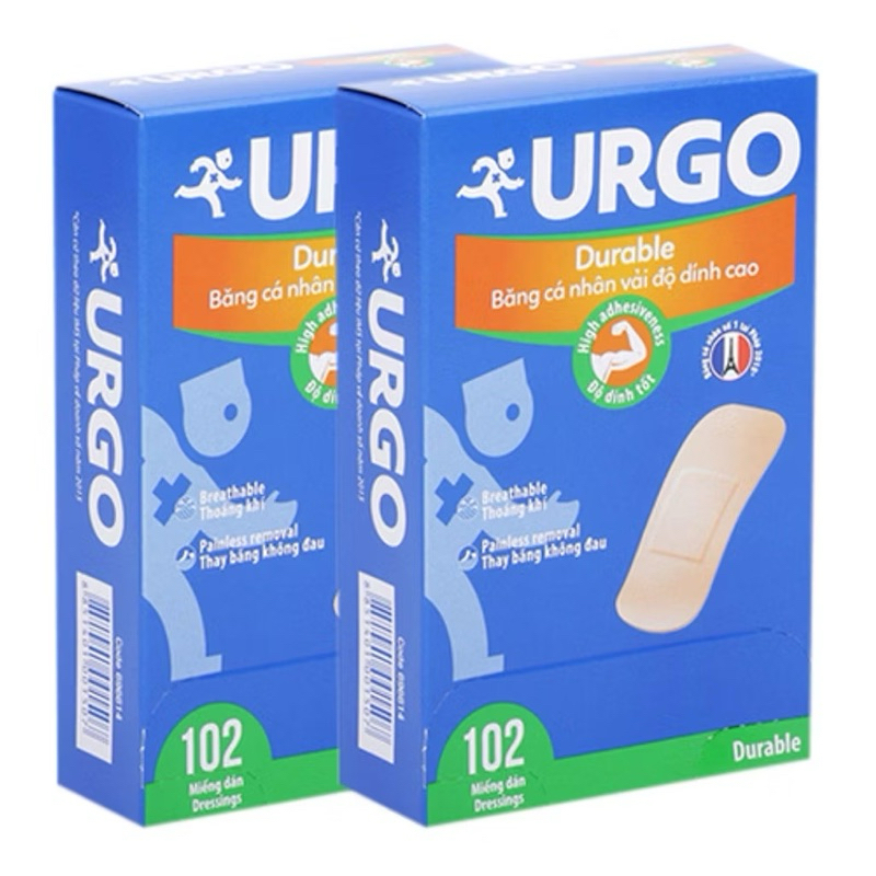Băng cá nhân Urgo Durable 102 miếng.Băng Urgo Durable cá nhân vải co giãn, thông thoáng