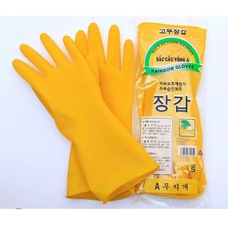 Bịch 10 đôi găng tay cao su Sắc Cầu Vồng A dài 29cm đủ size, găng tay rửa bát, rửa chén