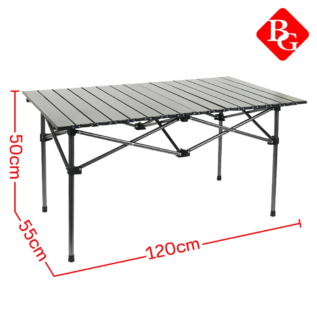 Ảnh BG - Bàn cắm trại gấp NHỎ GỌN  có thể gập lại, TSD120CM ĐEN cao 50cm, phù hợp cho DU LỊCH 1