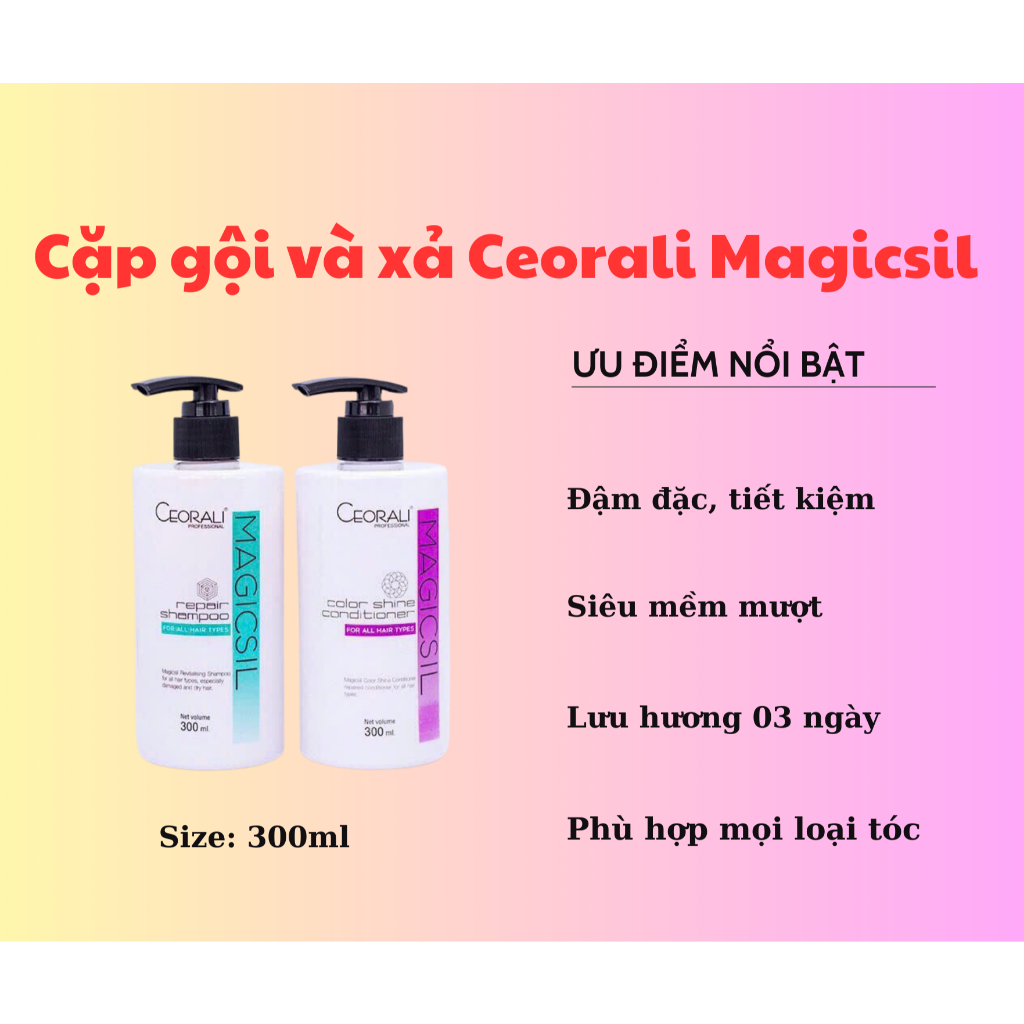 Dầu gội phục hồi tóc Ceorali giảm xơ rối, hư tổn dưỡng tóc suôn mượt 300ml