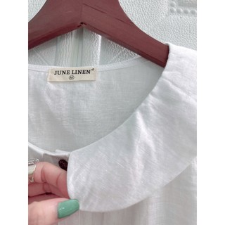 [JUNE LINEN] A25-Áo cổ sen tay phồng LINEN TƯNG PREMIUM. Ảnh chính chủ.