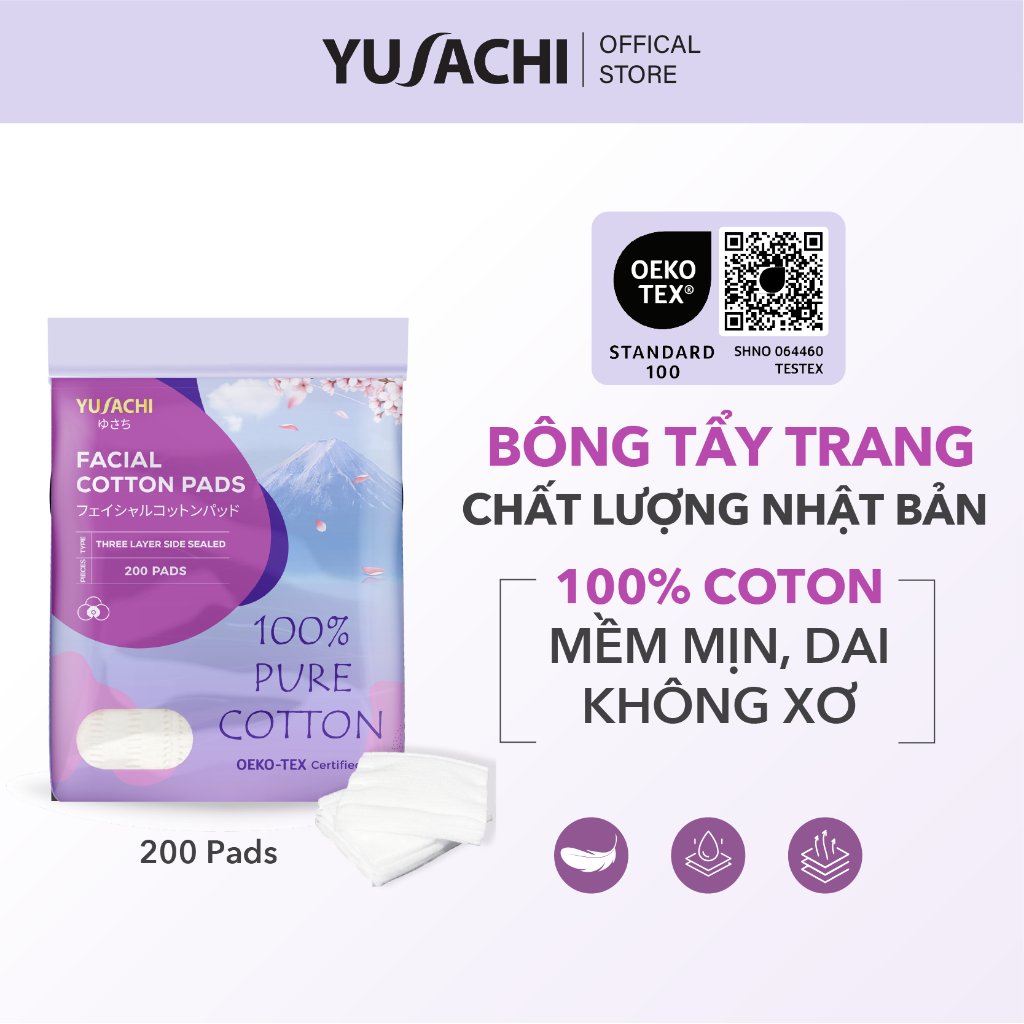 Ảnh Bông tẩy trang cao cấp Yusachi Suzuran 200 miếng 100% Cotton 2
