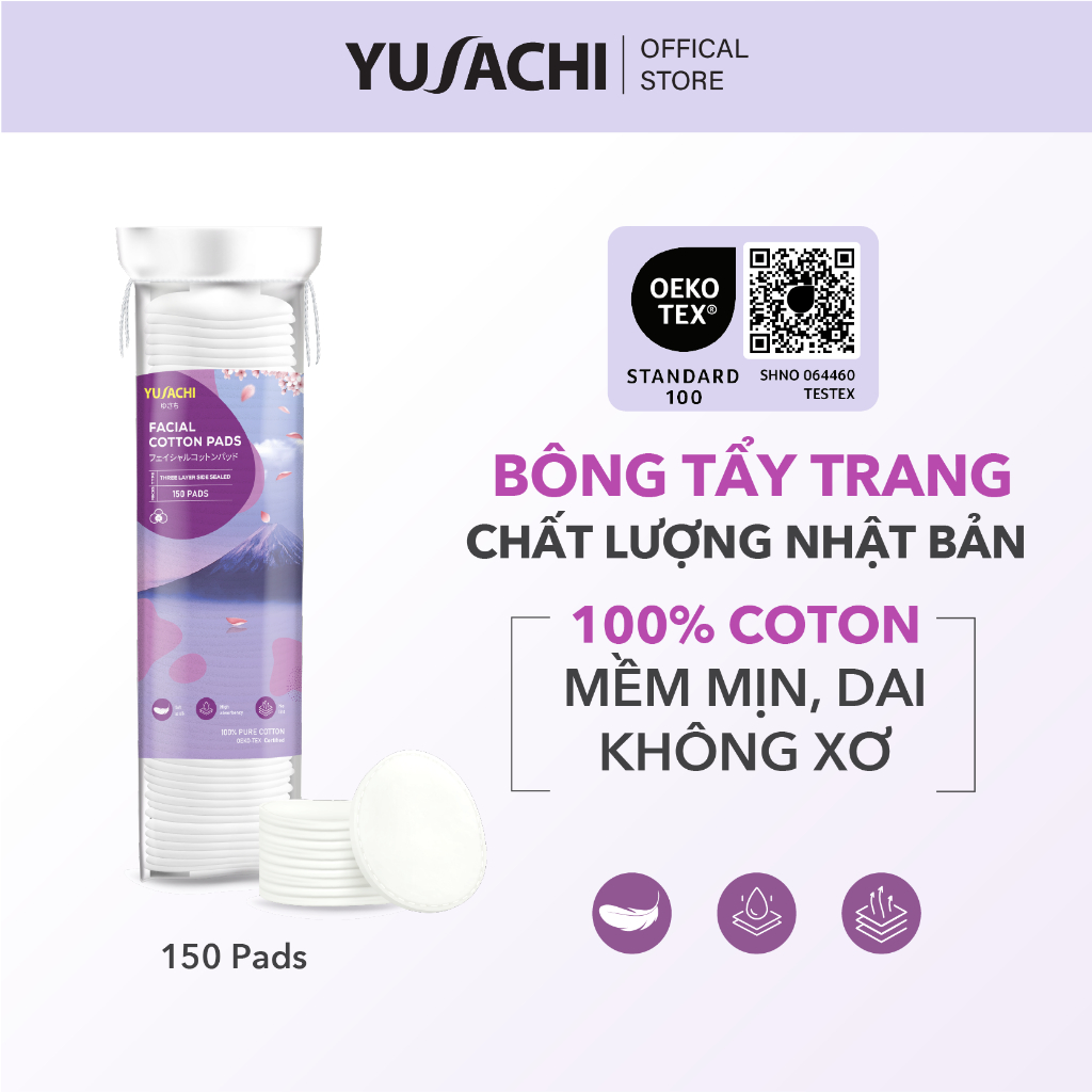 Ảnh Bông tẩy trang cao cấp Yusachi Suzuran 200 miếng 100% Cotton 1