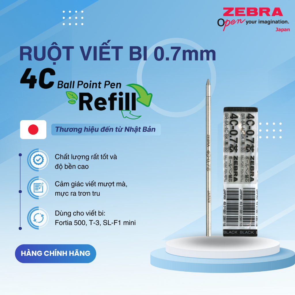 Ảnh Ruột viết 4C 0.7mm - Zebra Nhật Bản [Chính hãng] 2