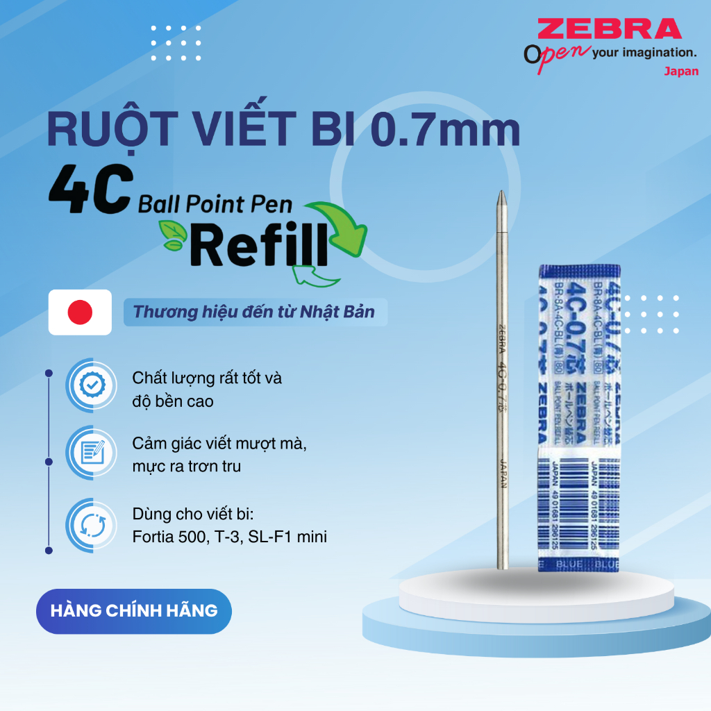 Ảnh Ruột viết 4C 0.7mm - Zebra Nhật Bản [Chính hãng] 1