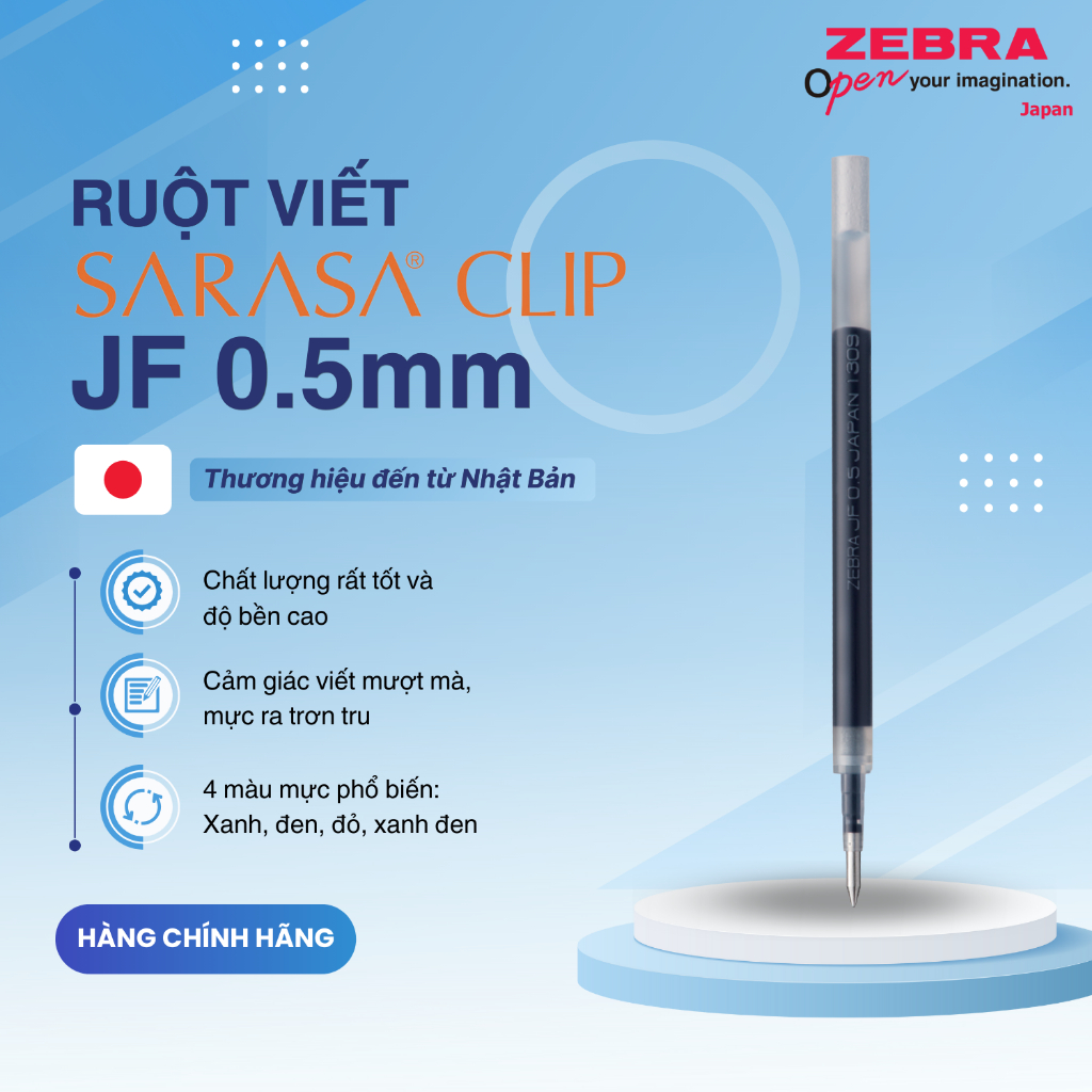 Ảnh Ruột viết Sarasa clip JF 0.5mm - Zebra Nhật Bản [Chính hãng] - 1 cái 3