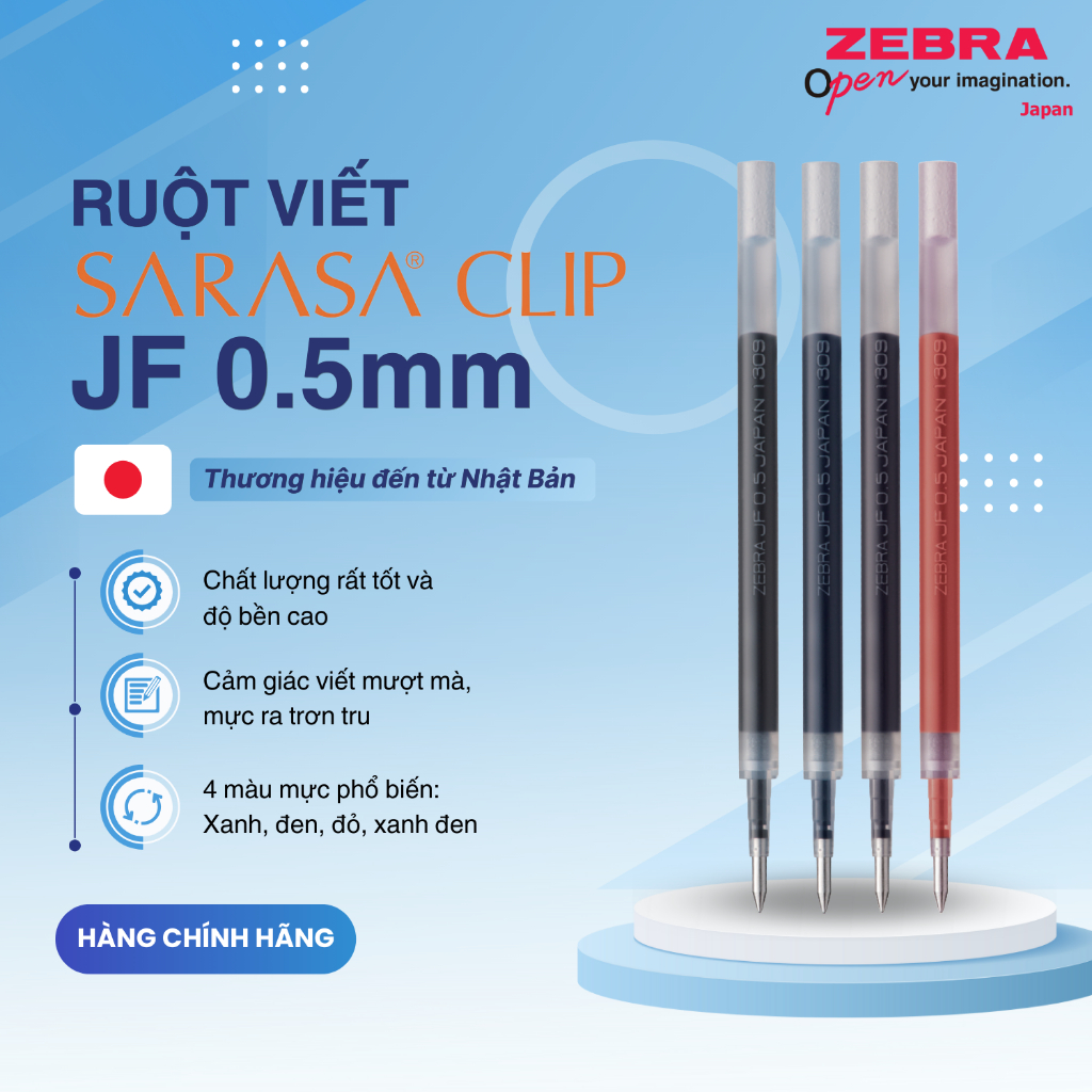 Ảnh Ruột viết Sarasa clip JF 0.5mm - Zebra Nhật Bản [Chính hãng] - 1 cái 1