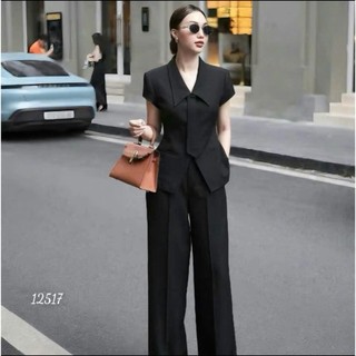 Set Bộ VEST Kèm CÀ VẠT RỜI - Quần Dài Suông NỮ TÍNH Phù Hợp THỜI TRANG SANG CHẢNH