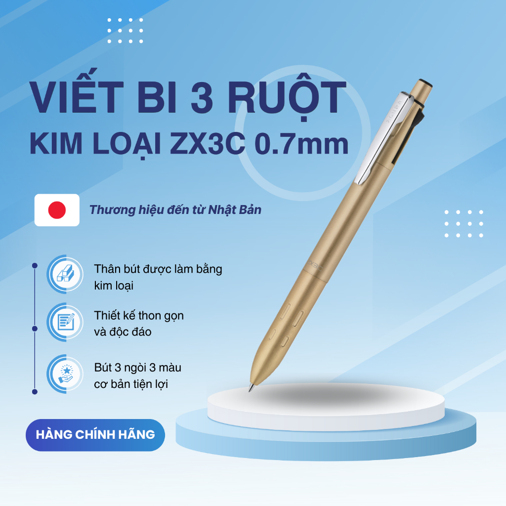 Ảnh Bút Bi 3 Ngòi ZX3C Zebra - Nhật [Chính Hãng] - tặng kèm hộp cao cấp 4