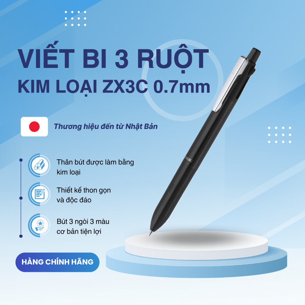 Ảnh Bút Bi 3 Ngòi ZX3C Zebra - Nhật [Chính Hãng] - tặng kèm hộp cao cấp 2
