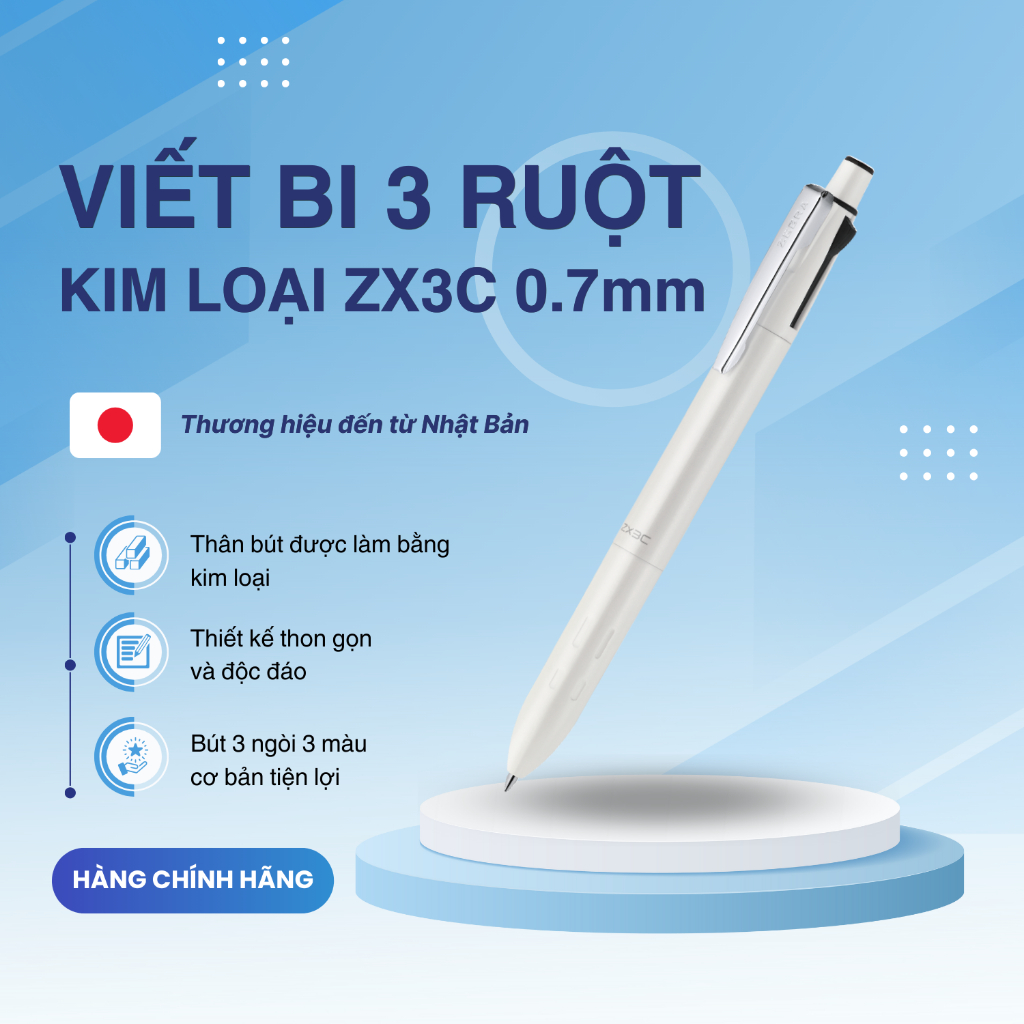 Ảnh Bút Bi 3 Ngòi ZX3C Zebra - Nhật [Chính Hãng] - tặng kèm hộp cao cấp 1