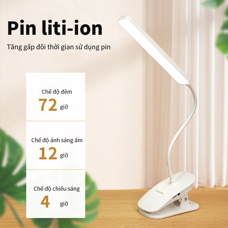 VOVOVA Đèn Học Kẹp Bàn Chống Cận 3 Màu Ánh Sáng Bảo Vệ Mắt Tích Điện đèn bàn học đèn led mini | BigBuy360 - bigbuy360.vn