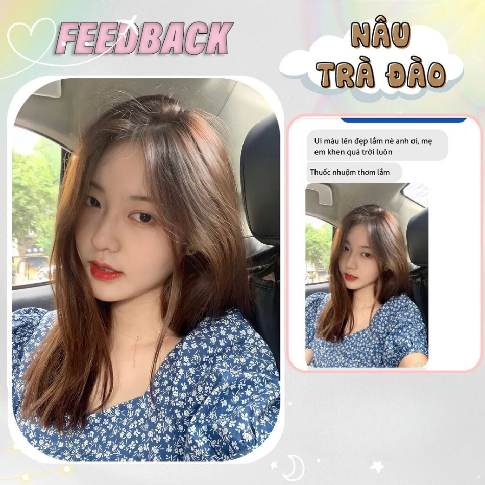 Thuốc nhuộm tóc màu NÂU TRÀ ĐÀO không cần tẩy tóc, lên từ nền đen, tặng kèm oxy trợ nhuộm| Trunghair
