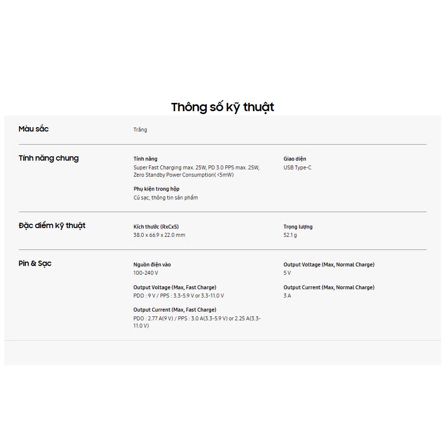 Ảnh Củ sạc nhanh 25W Samsung EP-T2510 | Cổng Type-C - Công nghệ GaN Power Delivery | Bảo hành 12 tháng 3