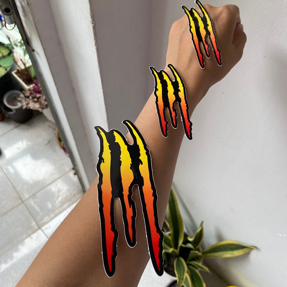 [ Combo 2 Hình ] Vết cào xước MÀU VÀNG ĐỎ, hình dán trang trí xe máy, xe ôtô, nón, điện thoại... Decal chống nước