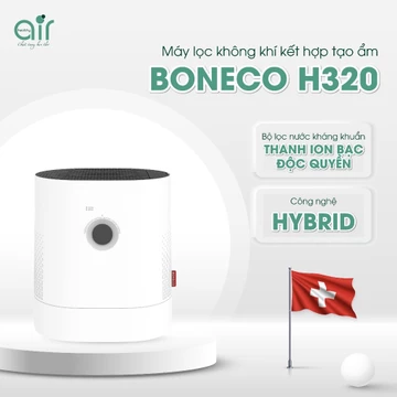 Máy Lọc Không Khí Kết Hợp Tạo Ẩm Boneco Thụy Sĩ H320 Sử Dụng Phòng <50m2 Lọc Sạch 99,97%, Cân Bằng Độ Ẩm
