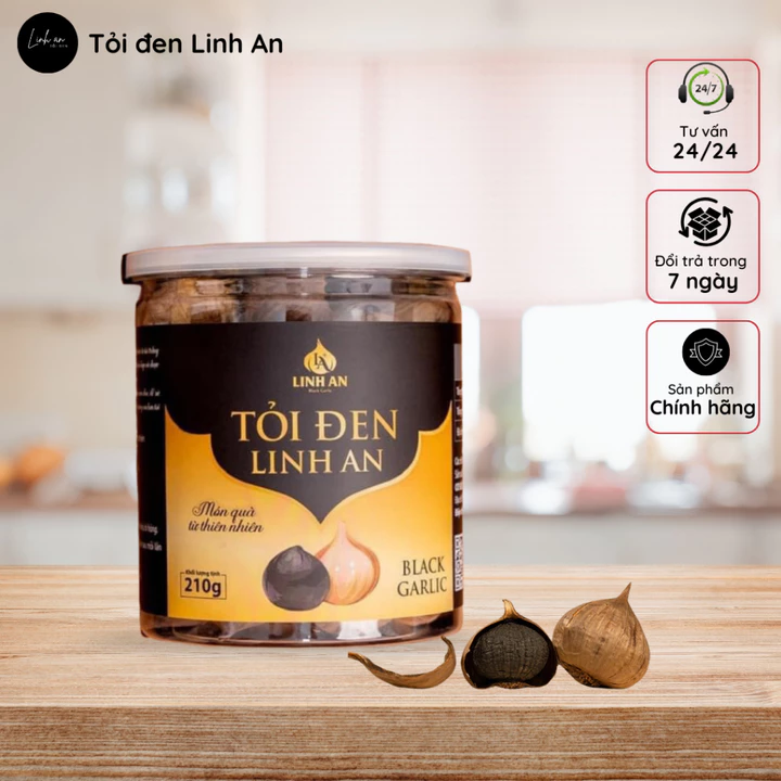 Tỏi đen cao cấp Linh An - tỏi đen nguyên vỏ - hộp 210g