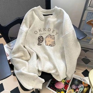 Áo Sweater SOAT Nữ Form Rộng Cổ Tròn Màu Trắng In trái tim Chữ Màu Hồng