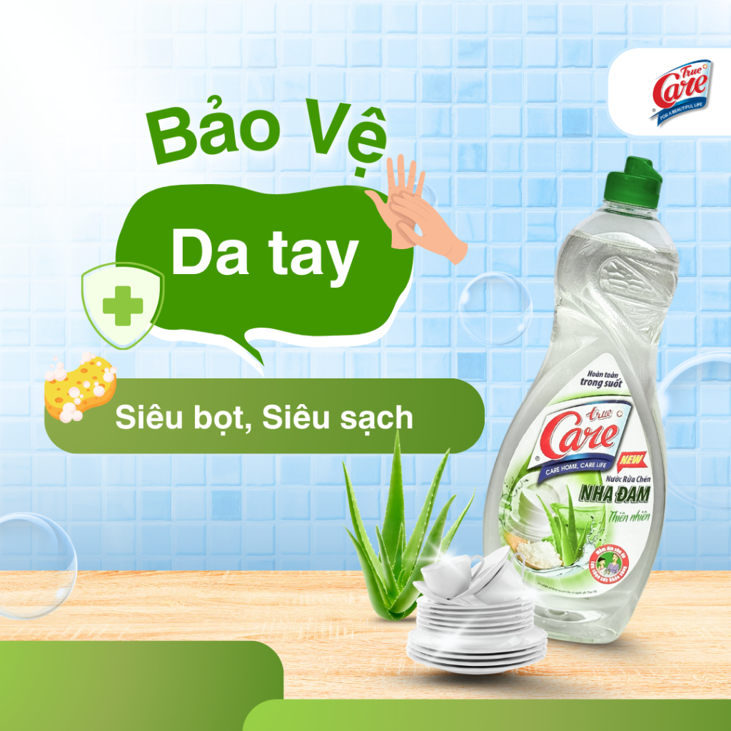 [HD] [COMBO 1.5kg] Nước Rửa Chén True Care Nha Đam - Sạch Nhanh, Nhẹ Dịu