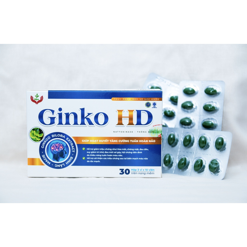Ginko HD - Tuần hoàn não, bổ trợ chức năng não - 30 Viên