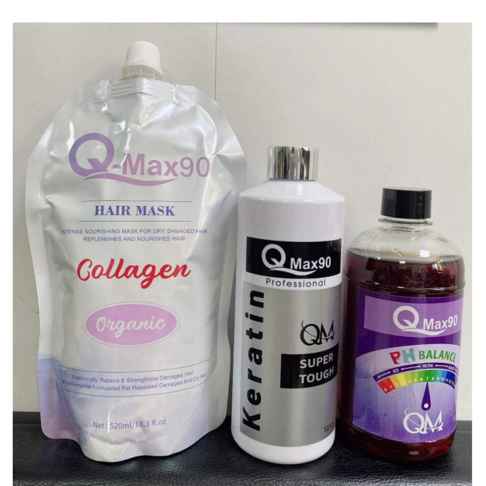 Keratin Qmax90, Keratin phục hồi tóc cháy, tóc nhũn, tóc bông xù hư tổn nặng chai 525ml Trunghair
