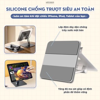 Giá Đỡ i pad, Điện Thoại, i pad Gấp Gọn - Có đệm silicon chống trượt chống xước, hợp kim nhôm cao cấp