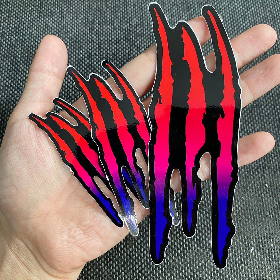 [ Combo 2 Tem ] Vết cào xước ĐỎ XANH, hình dán trang trí xe máy, xe ôtô, nón, điện thoại... Decal chống nước