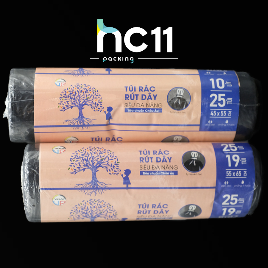 1 cuộn Túi rác Rút Dây siêu đa năng tự phân hủy Bảo Vệ Môi Trường (10L ...