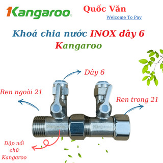 Bộ Chia Nước, Khoá cấp nước inox KANGAROO chính hãng - Dây 6 [ dập nổi chữ Kangaroo ]