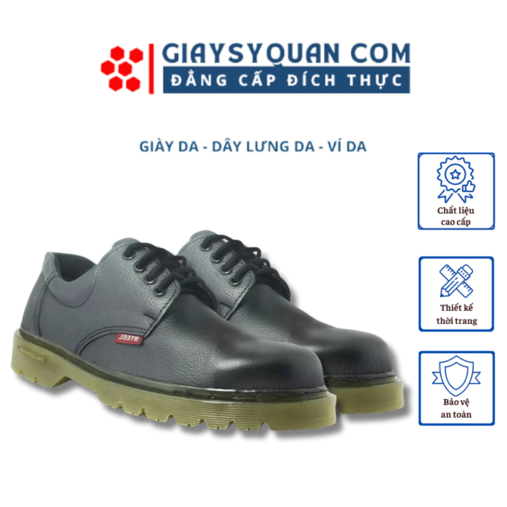 Giày Da Tổng Hợp Stell Good Cột Dây  Đế Giày Chống Trượt Đảm Bảo An Toàn Lao Động