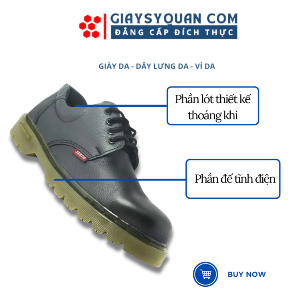 Giày Da Tổng Hợp Stell Good Cột Dây  Đế Giày Chống Trượt Đảm Bảo An Toàn Lao Động