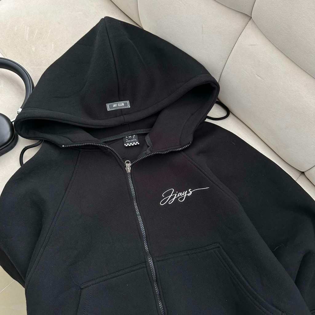 Khoác Nỉ 2DA - Áo hoodie zip boxy vải 2 da local form rộng ngắn unisex thêu đắp vải JJAYS màu XÁM CHÌ/XÁM TIÊU/ĐEN :0 | BigBuy360 - bigbuy360.vn